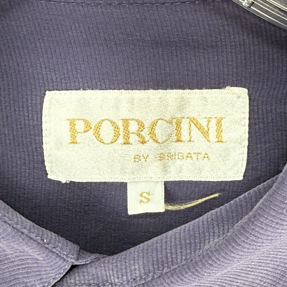 Porcini by Brietta 100% Silk Button Down Shirt Purple Mens Small Classic - Picture 8 of 16